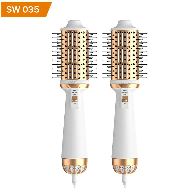 035 Profession White Gold 1000W Hot Air Hair Brushes Negative Ion Ceramic Coating One Step Hair Dryer Brush