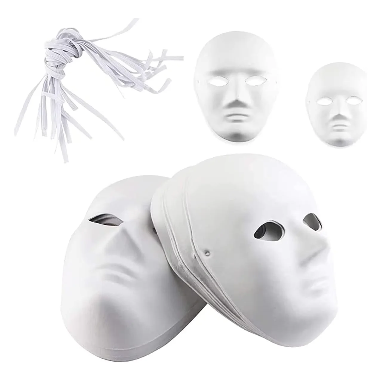 Wholesale White Hand-painted Mask DIY White Craft Mask Pulp Blank Paintable Face Mask With Paint Set for Halloween Costume