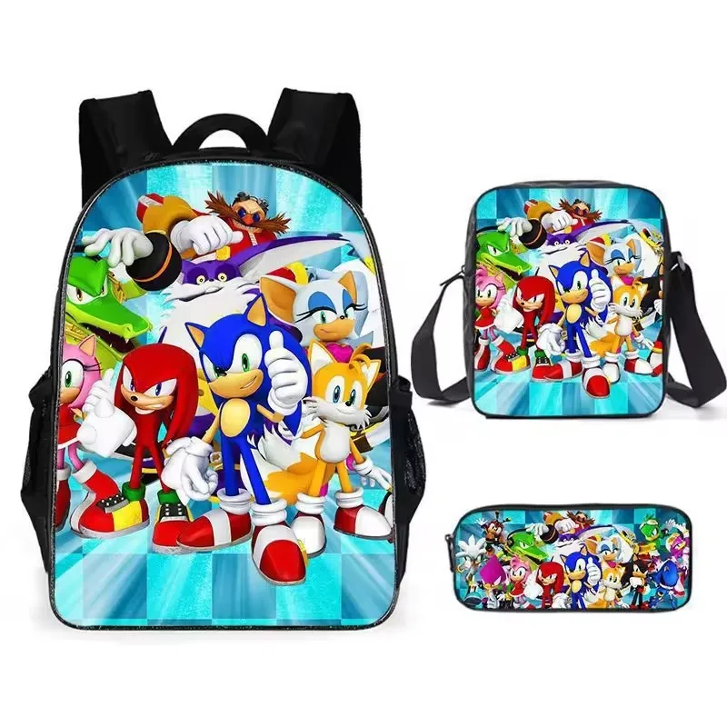 Super Sonic Card Anime Backpack Kids backpack Lunch bag pencil case