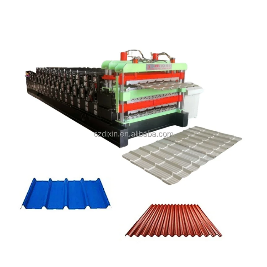 Three Layers Metal Roofing Tile Glazed Tile Roll Forming Machine