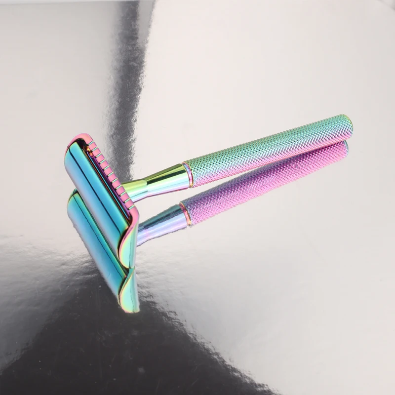 brass safety razor handle rose color razor double edge blade razor