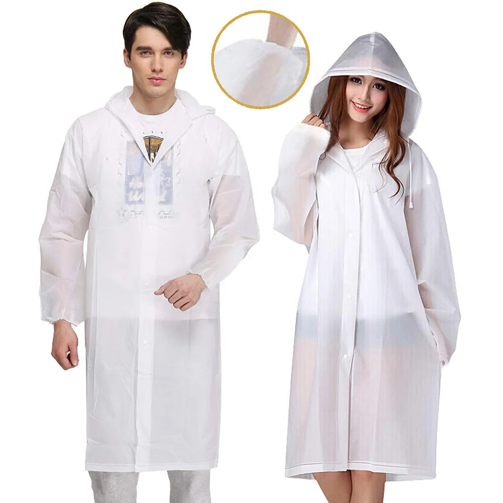 Raincoat for Adults Reusable Disposable Rain Ponchos with Hoods Button and Sleeves Rain Coat Womens  Plastic Rain Coat Poncho