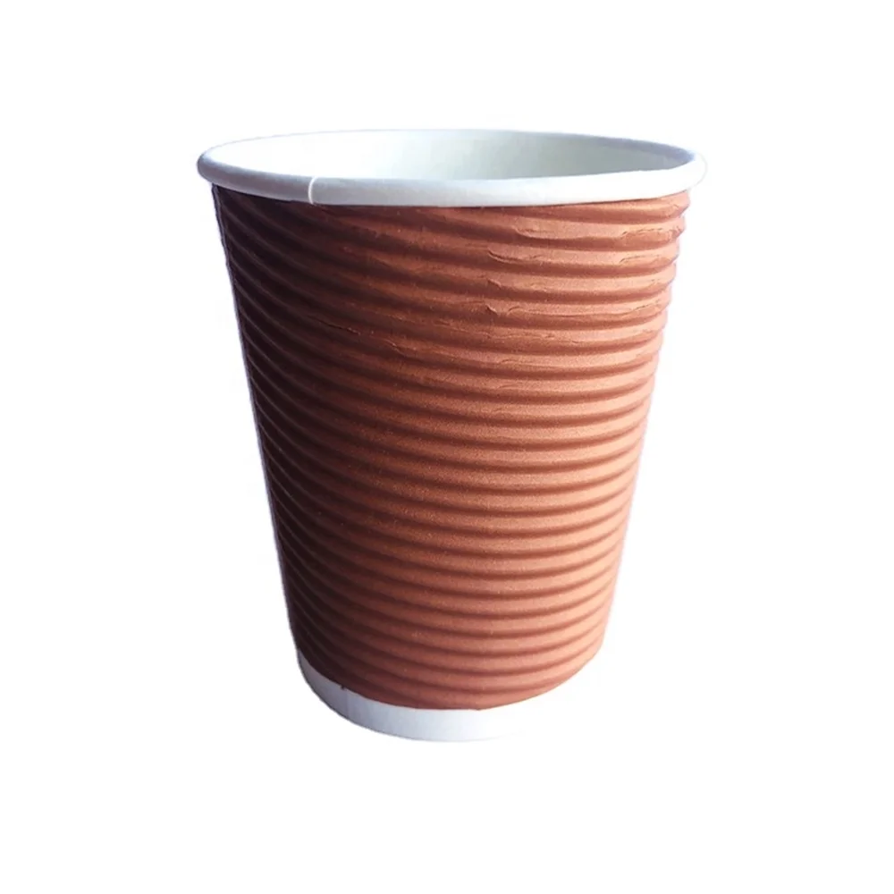 Customized design  printed PE coated double wall disposable ripple paper cups for hot coffee