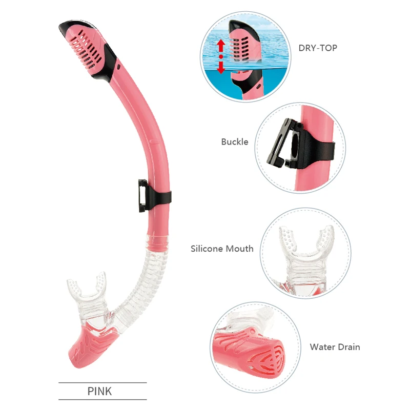 Silicone PVC Diving Snorkel Breathing Tube Dry Top Freediving Snorkel For Underwater Sea Snorkeling