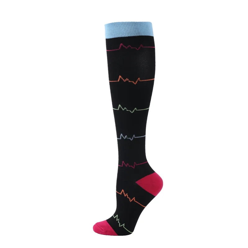 Wholesale Customized Logo Workout Knee High Socks Nurse Compression Socks Women Happy Colorful Style Compression Socks
