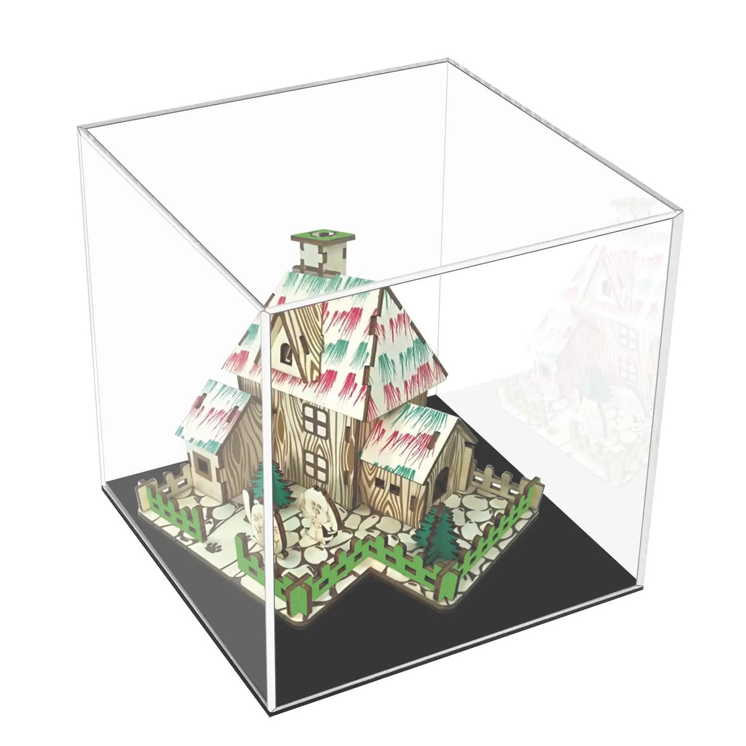 Wholesale figure display storage plexiglass boxes transparent acrylic box with black base