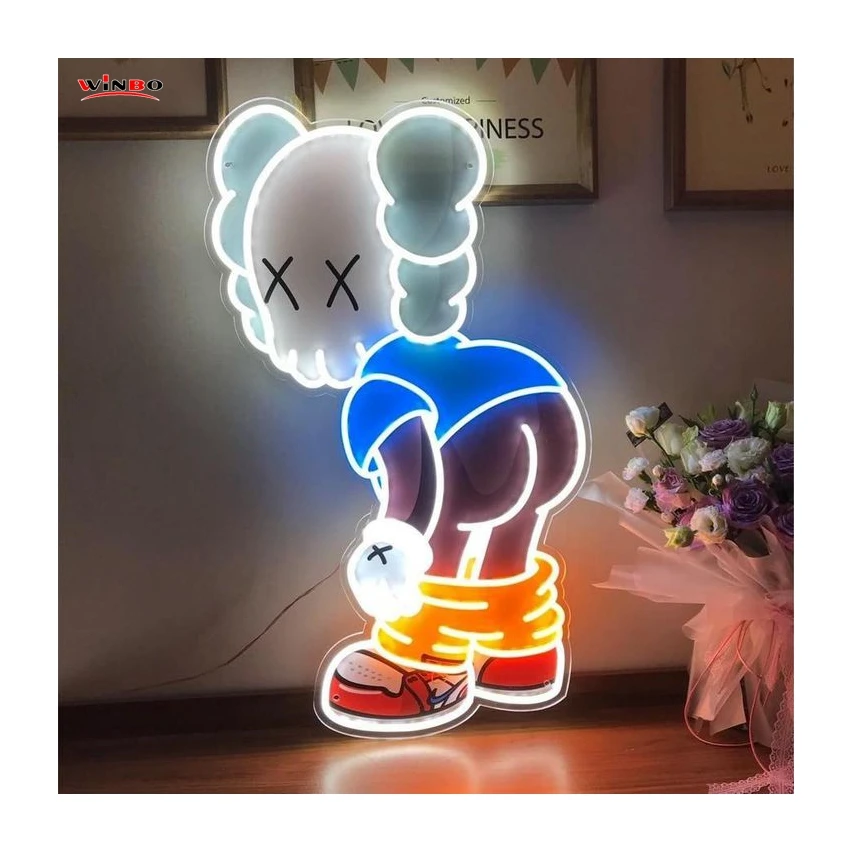 Winbo Dropshipping Sign Custom Room Home Decoration Free Design Kaws Neon Sign