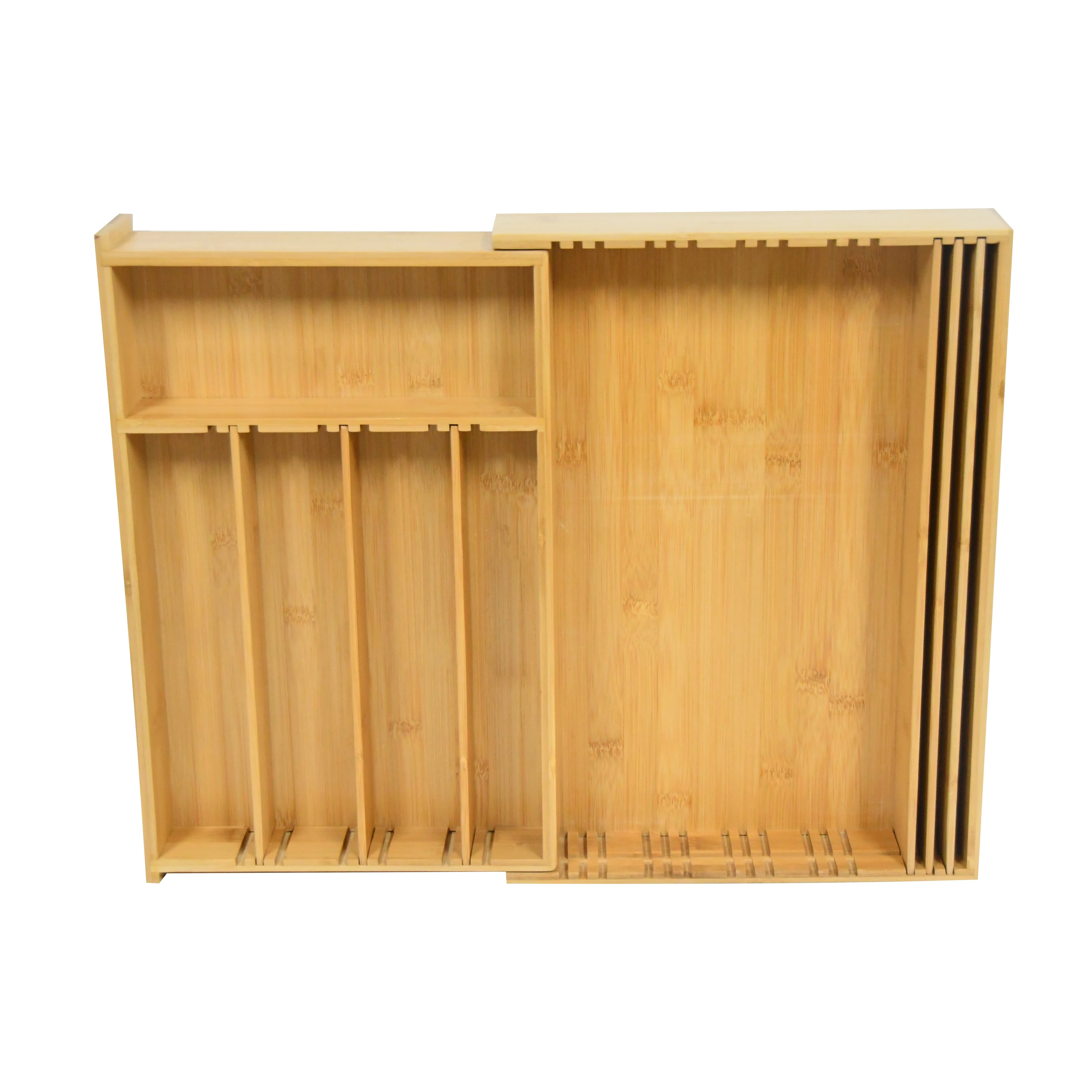 Bamboo Cutlery Tray Desk Drawer Organizer Silverware Holder Kitchen Knives Tray Drawer Organizer