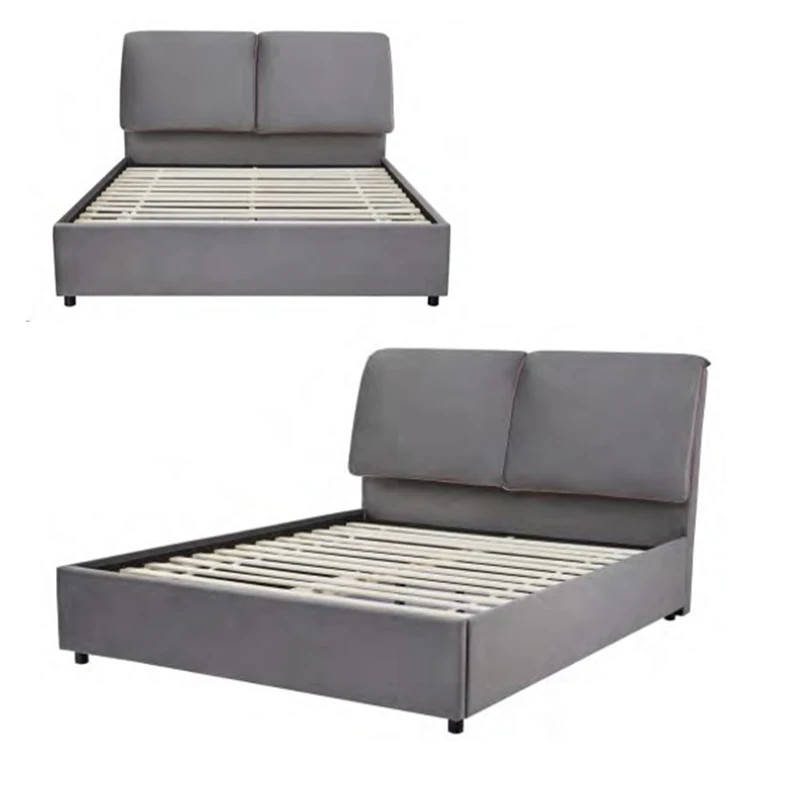 New Design Bedroom Furniture Fabric Beds Wooden Hotel Bed