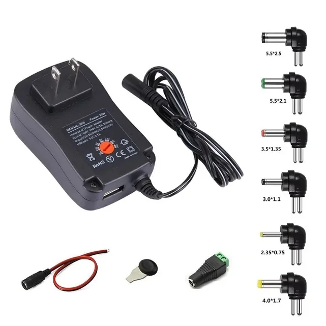 3V 4.5V 6V 7.5V 9V 12V 1.5A Adjustable Voltage 30W Universal Power Supply Adapter DC 3V 12V