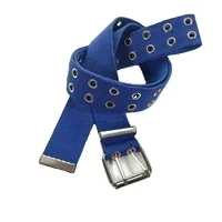 1.5 inches Colorful Customized Fashion Eyelets Fabric Pattern Cotton Classic Jeans Web Strap Belt with Pin Buckle