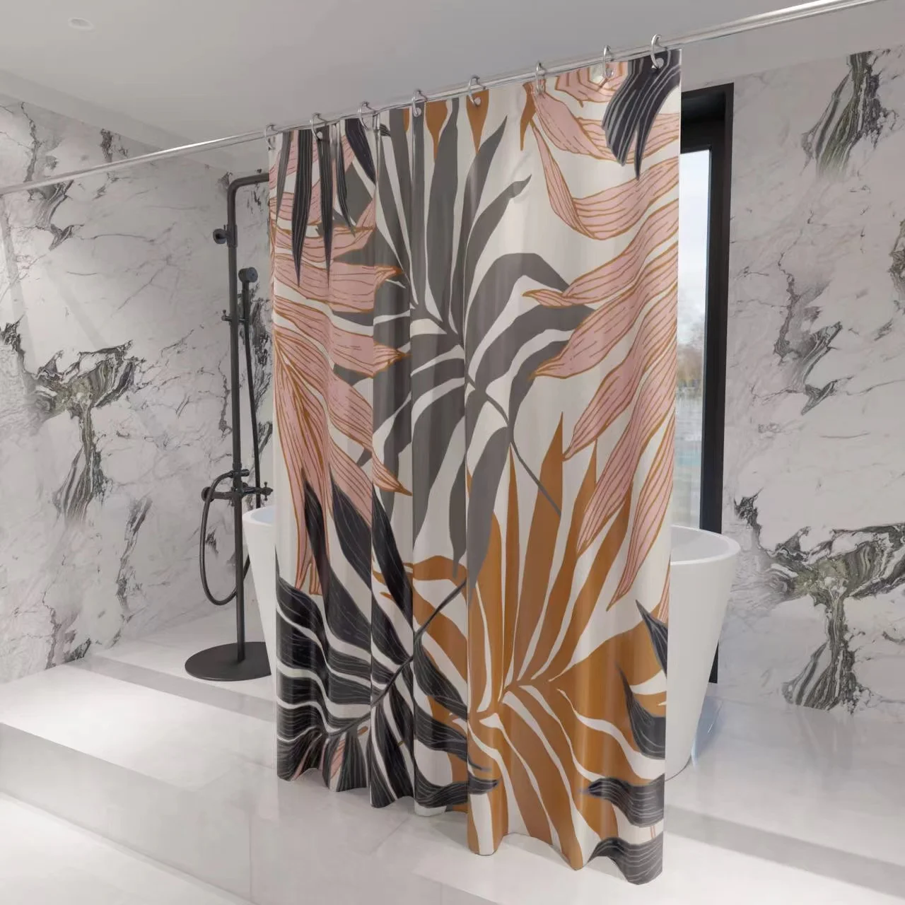 Simple Patterned design hotel shower curtain print bath curtain shower luxury shower curtain