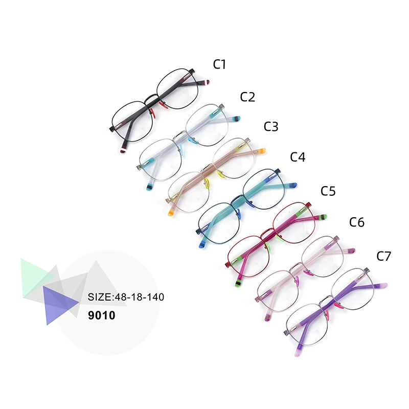 Fashion metal eyeglasses frames thin optical frames unisex glasses frames with colorful nose pad