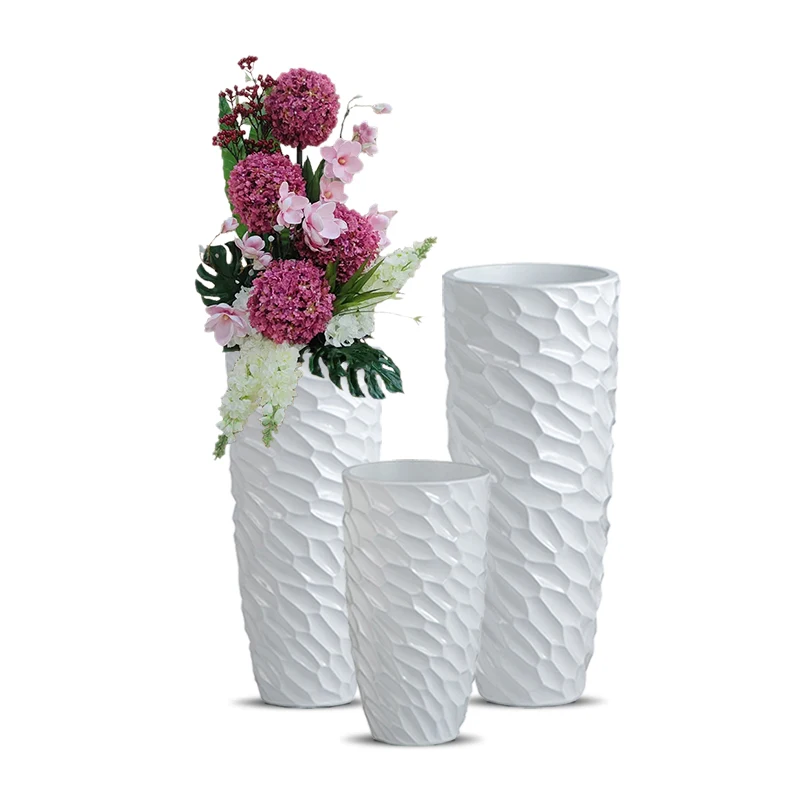 70/90/120/150cm XXL Floor Vase Factory Wholesale Floor Vases Tall Large White Cylinder Fiberglass Floor Flower Vase