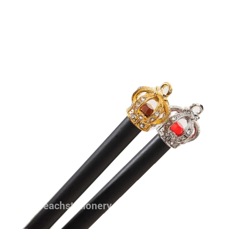 Низкий минимальный заказ, карандаш из черного дерева высшего качества, золотой, серебряный, алмазный карандаш с подвесками в виде короны