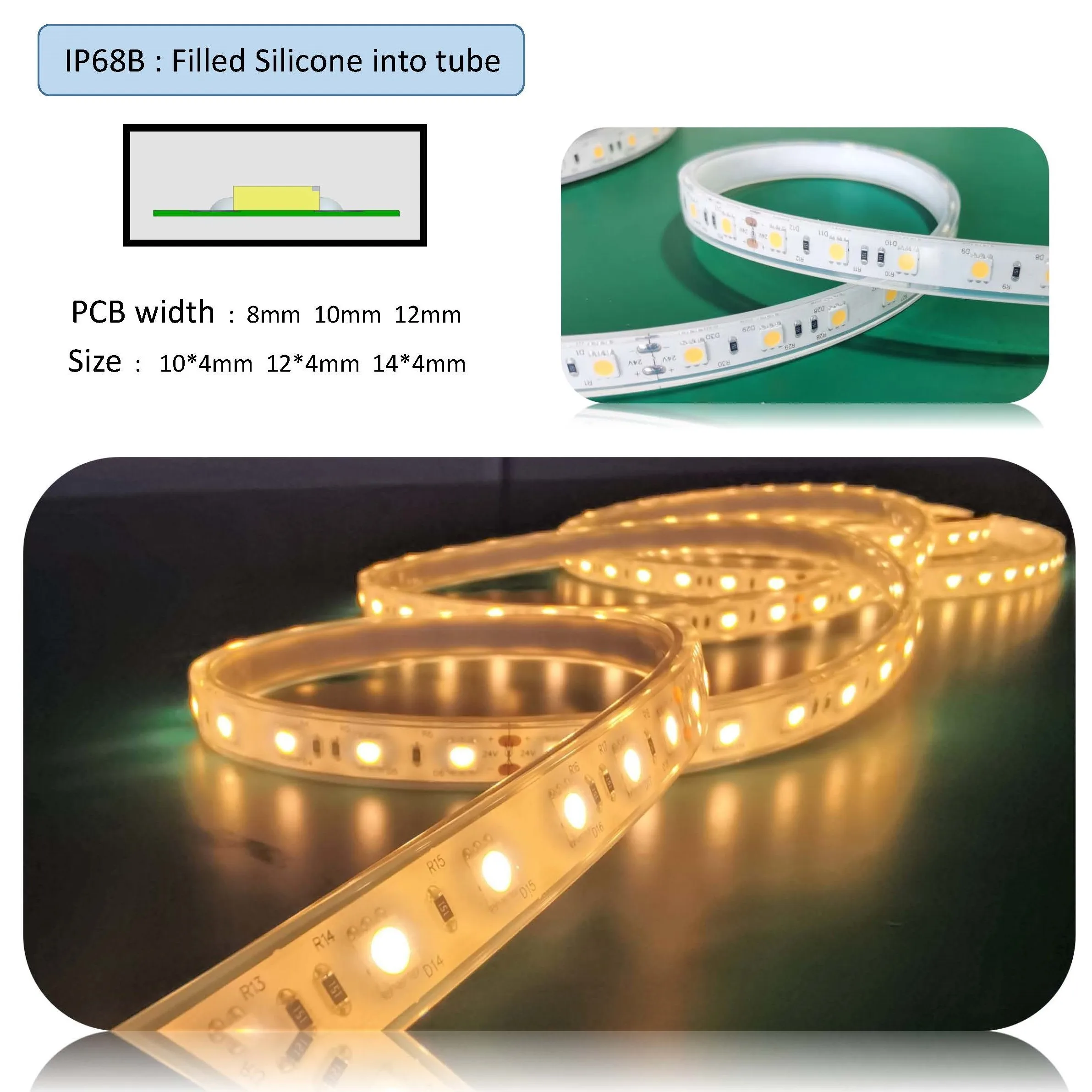 Manufacturer 24v aquaculture submersible ip68 swimming pool underwater led strip