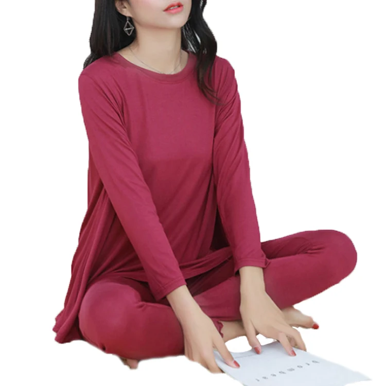New solid color pijama set cotton pyjamas women sleepwear