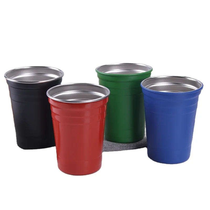 In Stock Quick Delivery Food Grade Stainless Steel Reusable Red Party Cup