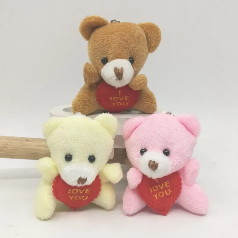 cheap price 6CM small plush teddy bear with read heart cute valentine stuffed teddy bear plush toy