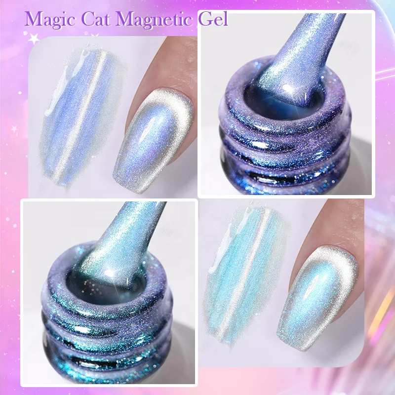 BORN PRETTY OEM создать свой собственный бренд Серебряный Аврора кристалл кошка магнитный гель ногти веганский органический кошачий глаз гель лак