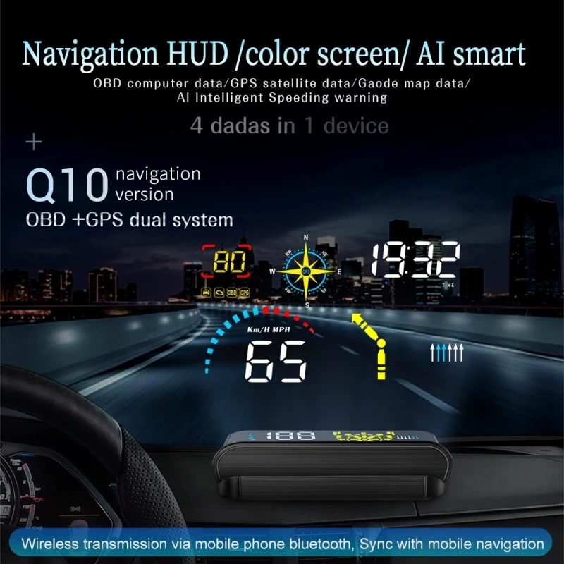 Wholesale drop shipping car accessories, Q10 Car HUD Head-up Display GPS Speed Meter