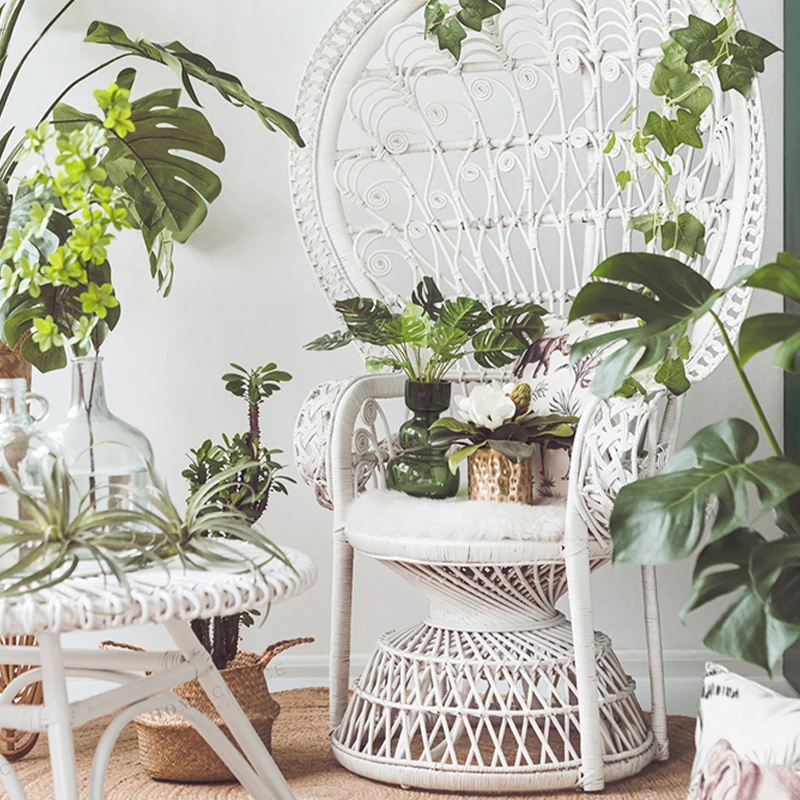 Customized Classic Furniture Cane Bamboo Living room Garden Terrace Indoor Outdoor sitting chair furniture set for home