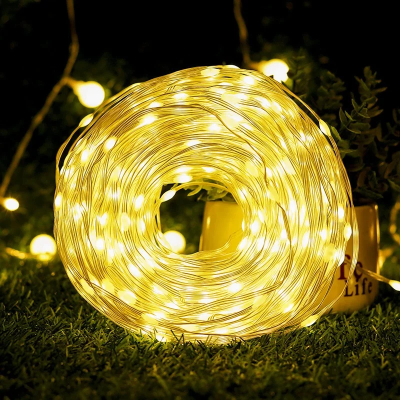 Dropshipping Christmas Lights Outdoor Decoration 8 Modes Led PVC LED Smart Fairy String Light With Remote