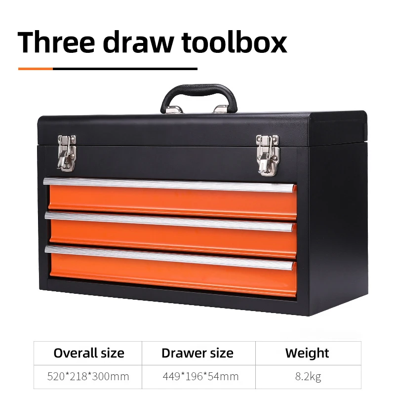 Professional Outdoor Portable Steel Tool Box with Locks Durable Multiple Drawers for Outdoor Tool Cases