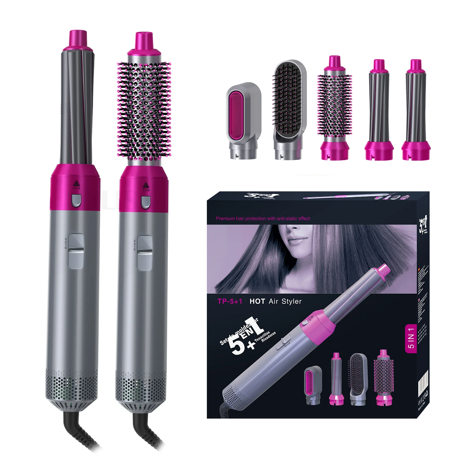New Trend 5 In 1 Hair Air Wrap Styler Hair Dryer Hot Air Brush Professional Hair Straightener Curler Styling Tools  Airwrap