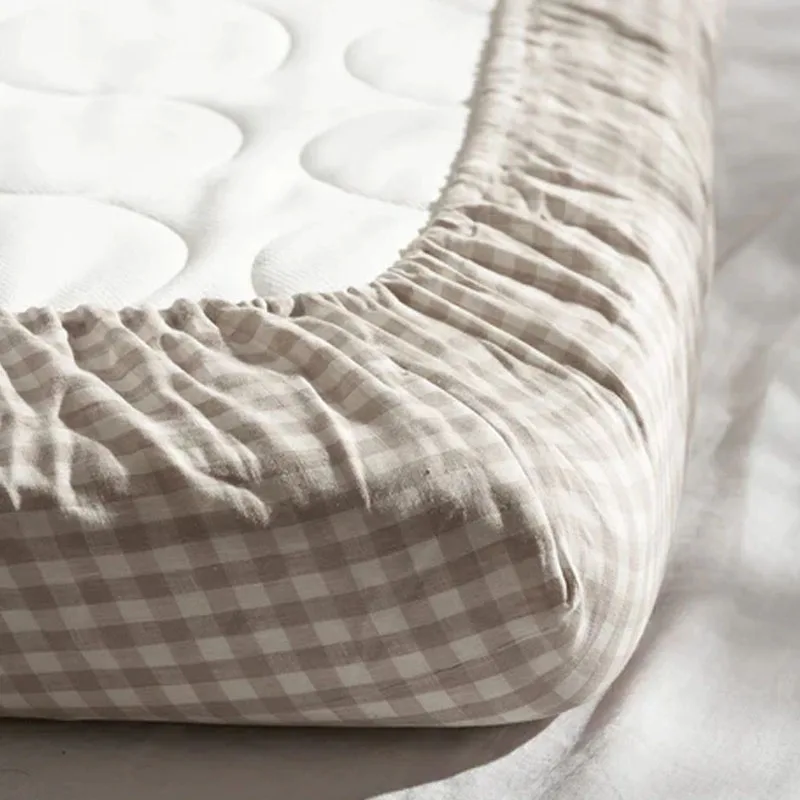 washed 100% Flax 50*54 Eco-friendly dyed Linen Bedding Fitted sheet Bottom sheet