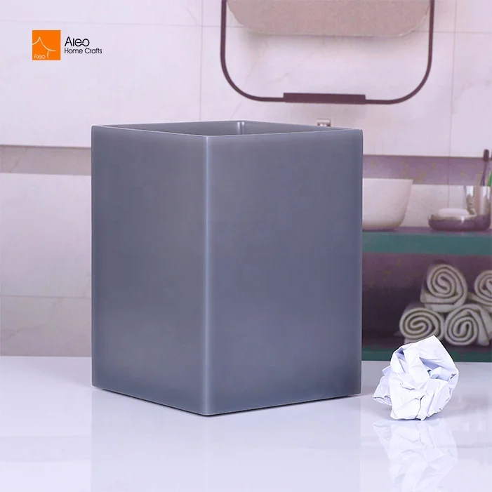 High Class ALEO Welcome Polyresin Bathroom OEM And OEM  Luxury Hotel Used Resin Gray Waste Bin Garbage DecorativeTrash Can