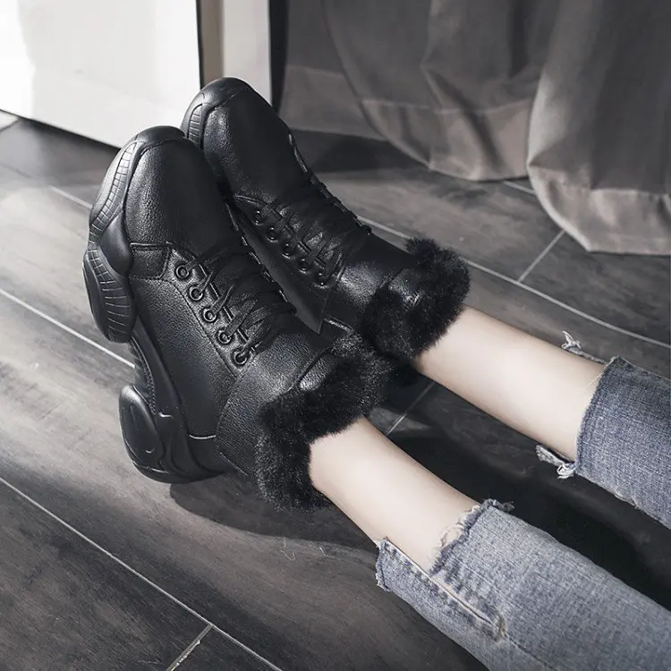 BUSY GIRL KE2630 Women warm outdoor sports shoes thick high top waterproof fashion snow booties stylish winter