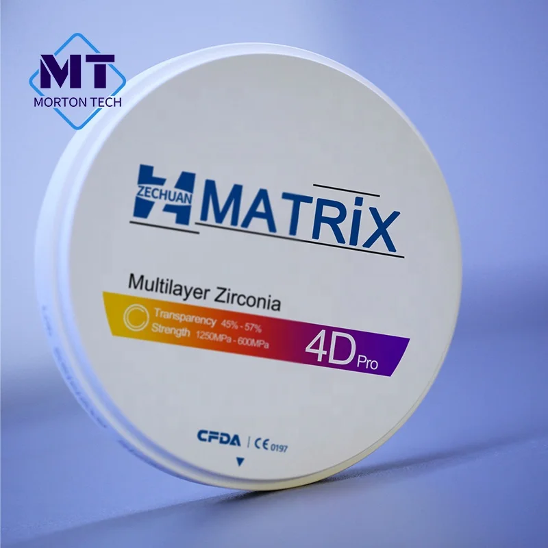 ZECHUAN MATRIX 4D Pro Multilayer Zirconia Blocks Dental Lab Materia 98mm CAD/CAM Roland Milling Machine