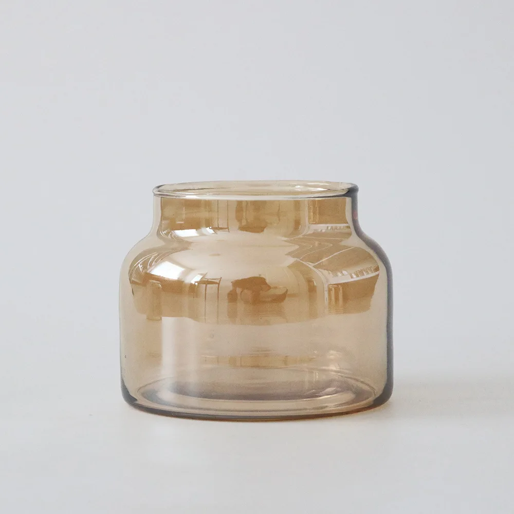 Wholesale Wide Mouth Amber Clear Glass Apothecary Candle Jar Household Candle Jar