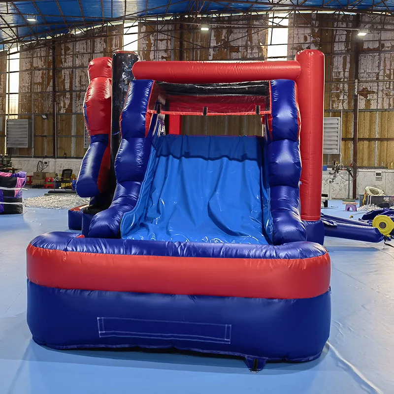 Commercial spider man bounce house slide inflatable bouncer house  bouncy castle party rental Combo With Pool obstacle