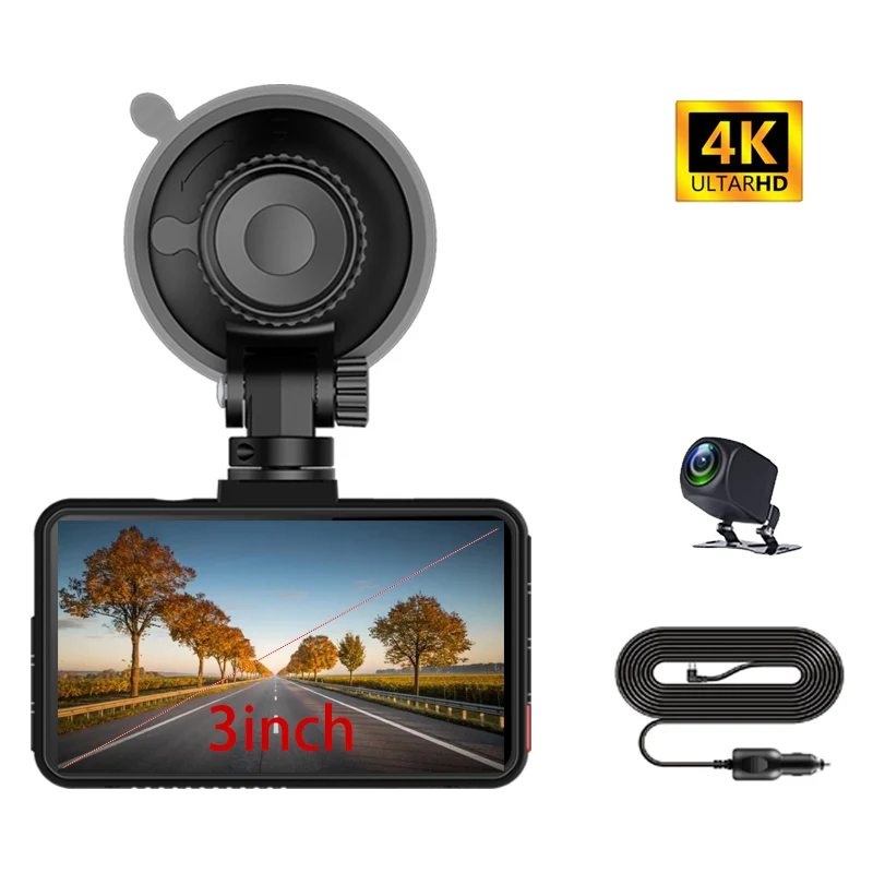 Видеорегистратор для автомобилей 4k ночного видения 3-дюймовый GPS автомобильный черный ящик записи видео с двумя объективами Автомобильный видеорегистратор передний и задний