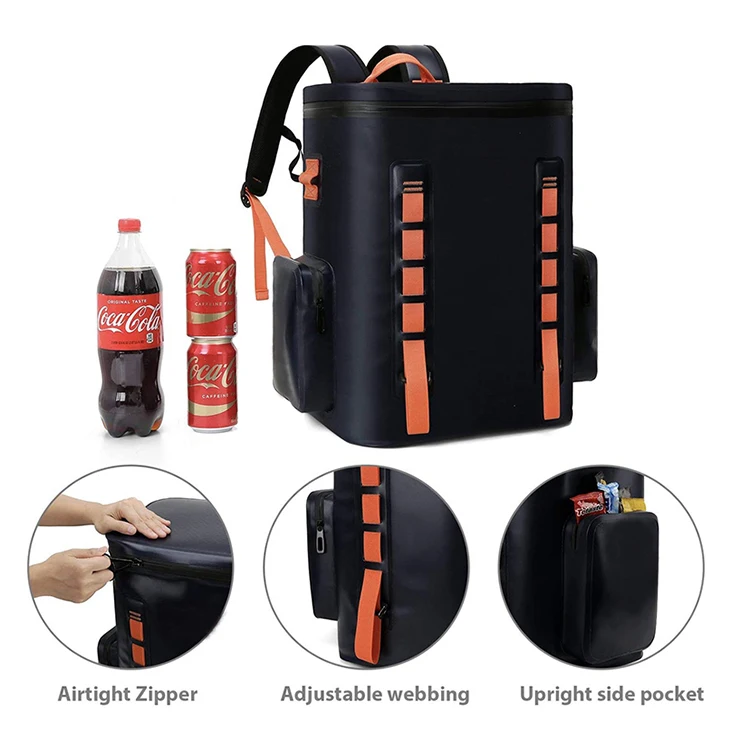 factory customized black leather aesthetic cooler bag backpack outdoor eco friendly portable carry on back pack for food