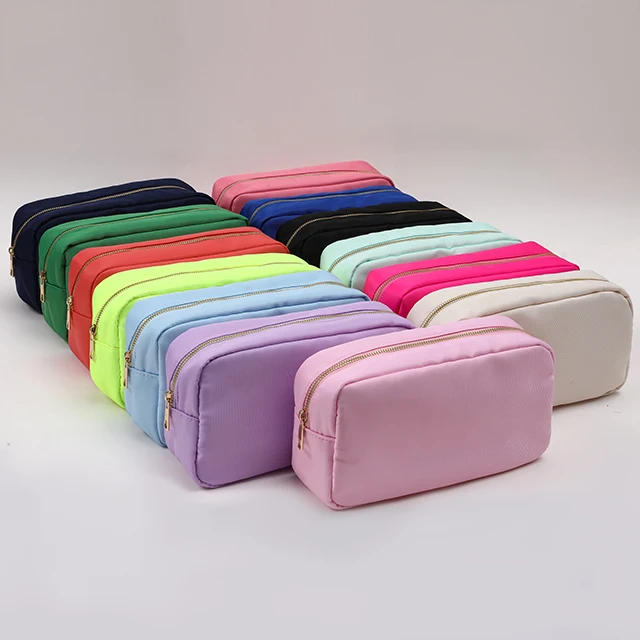 New Nylon makeup bag with Chenille  Glitter Letters cosmetic bags customized nylon bag cosmetic pouch