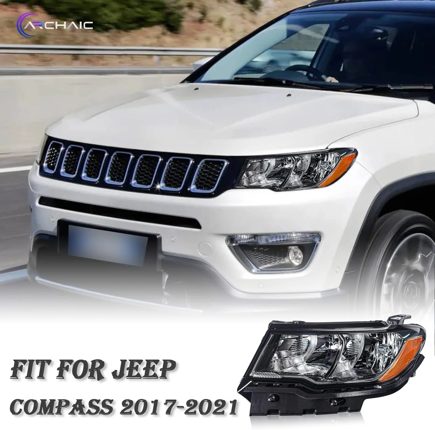 Archaic Factory Price Head Lamp With DRL Headlight for 2017-2021 Jeep Compass OE Style Headlamp Replacement  (Left side)