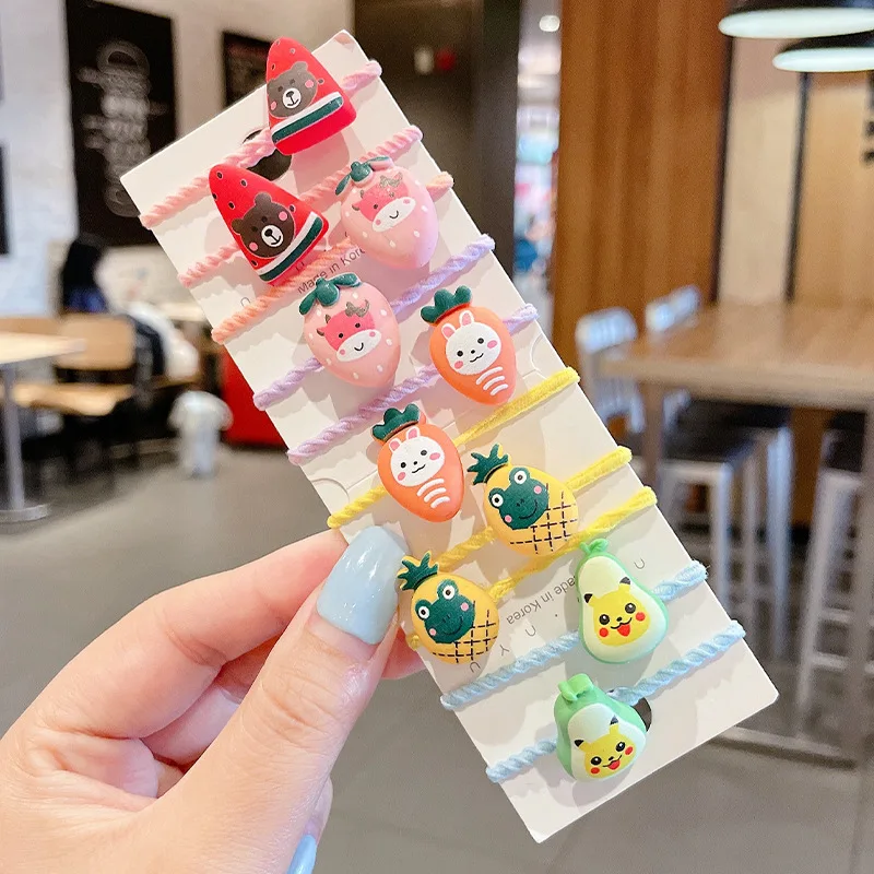 Baby Kids Girl Elastic Hair Band Accessories Hair Tie Set Multicolor Fruit Flower Rubber Cartoon Animal Hair Rope