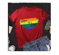 Summer Rainbow Lettering Couples Casual Short Sleeve T-shirts for Lover Valentine Day Cozy Tops Wholesale Cotton Couple Clothes