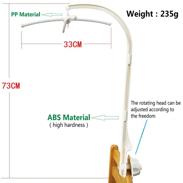DIY Hanging Support White Nut Screw Baby Crib Mobile Arm Bracket and Bed Bell Holder
