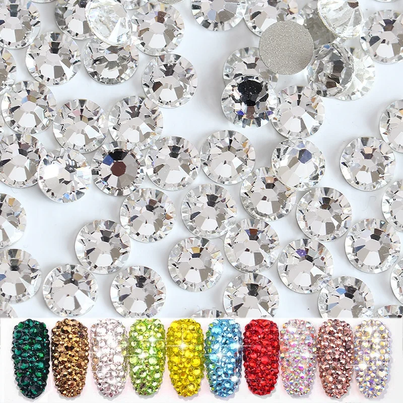 
1440pcs Nail Crystals Rhinestones for Nails Flatback Decorations Glass Gems Stones SS3-SS30 3D Decoration 