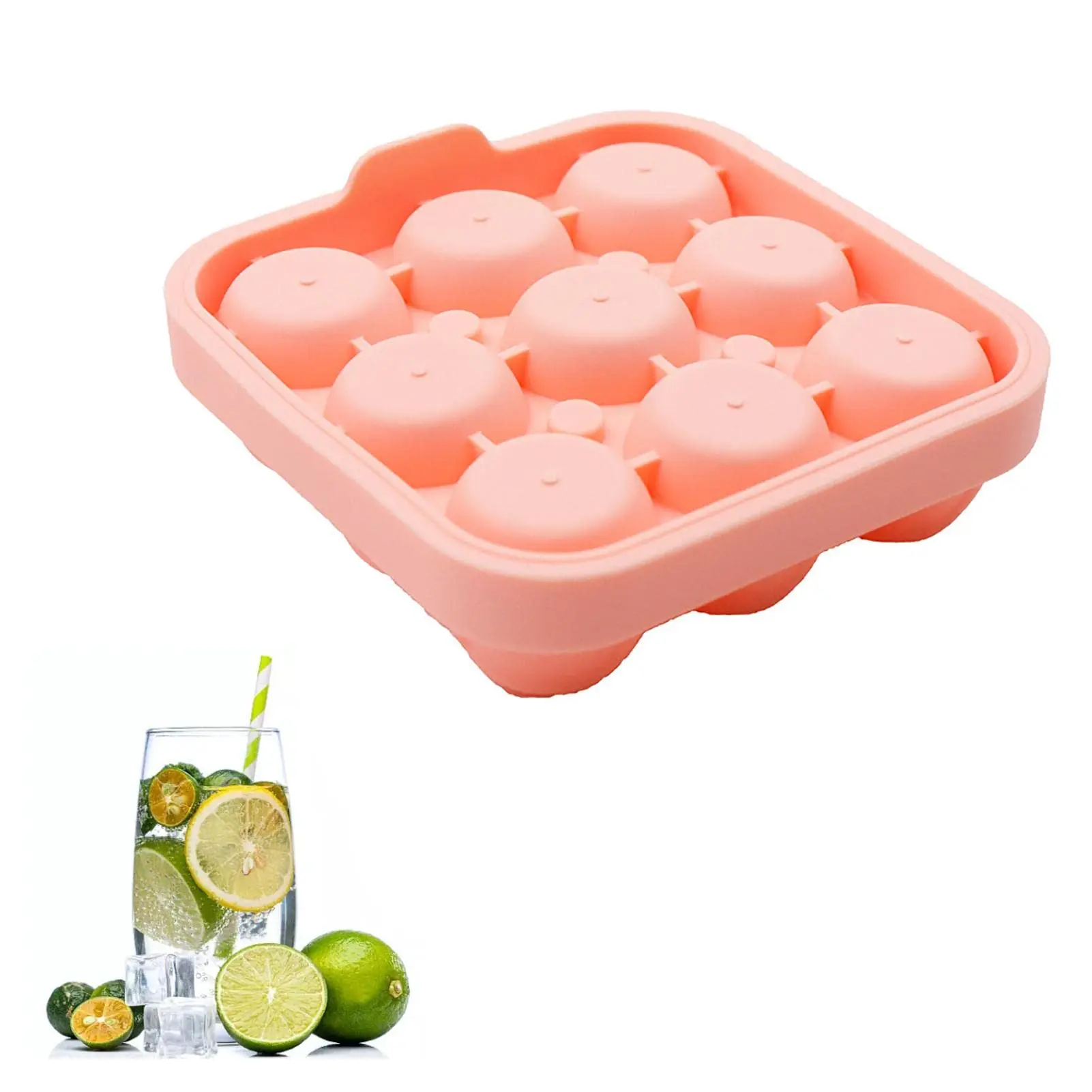 Ice Cube Molds for Freezer with Lid and Funnel, Easy Release Silicone Mold 9 Rose Flower Shaped Ice Cubes