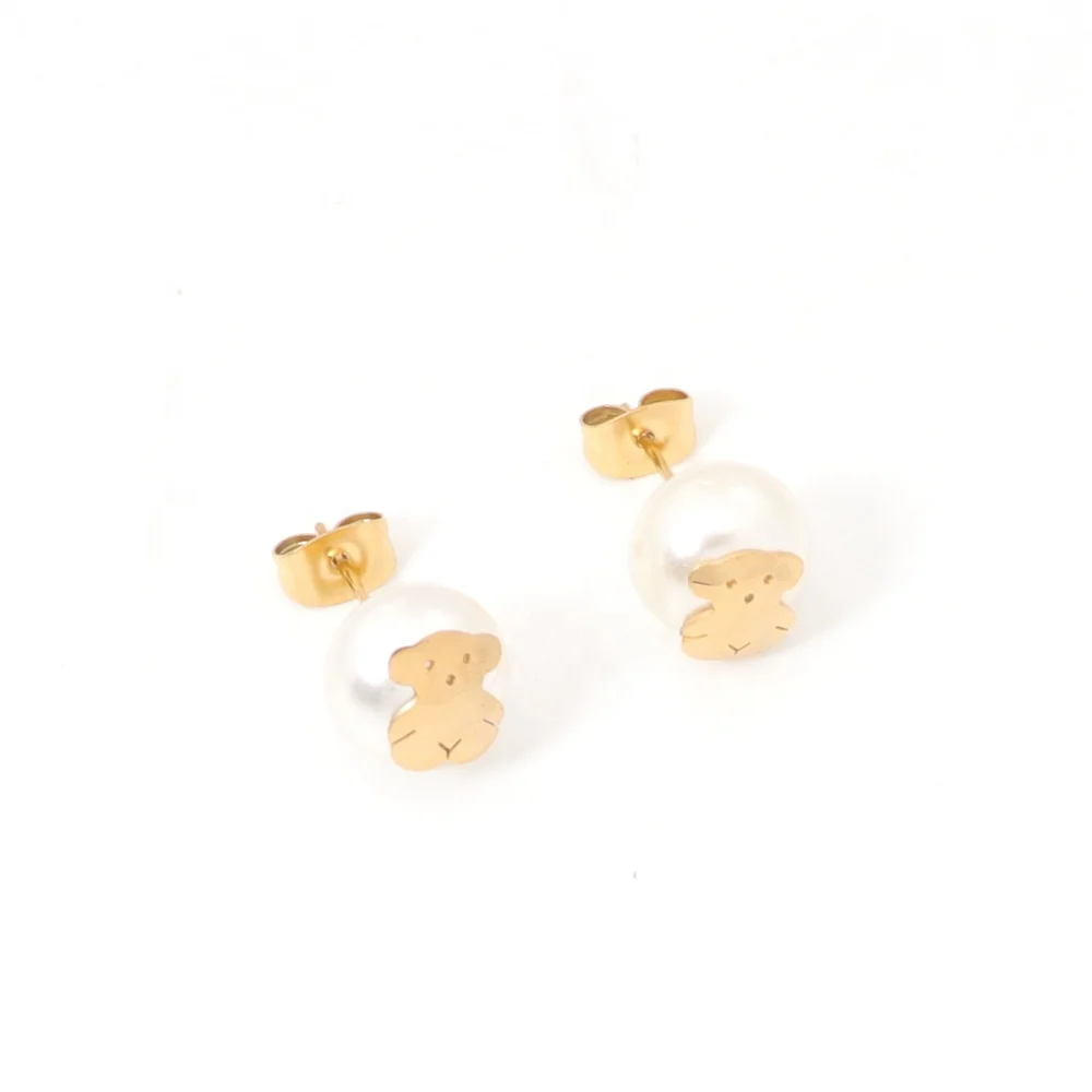 18K Gold Plated Pearl Necklace Jewelry Set Shell Pendant Necklace Women Stud Earring Set