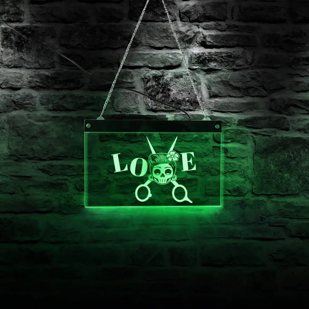 Hair Cut Beauty Salon Hairdresser Neon Signs Custom Barber Shop Name 3d Acrylic Night Light