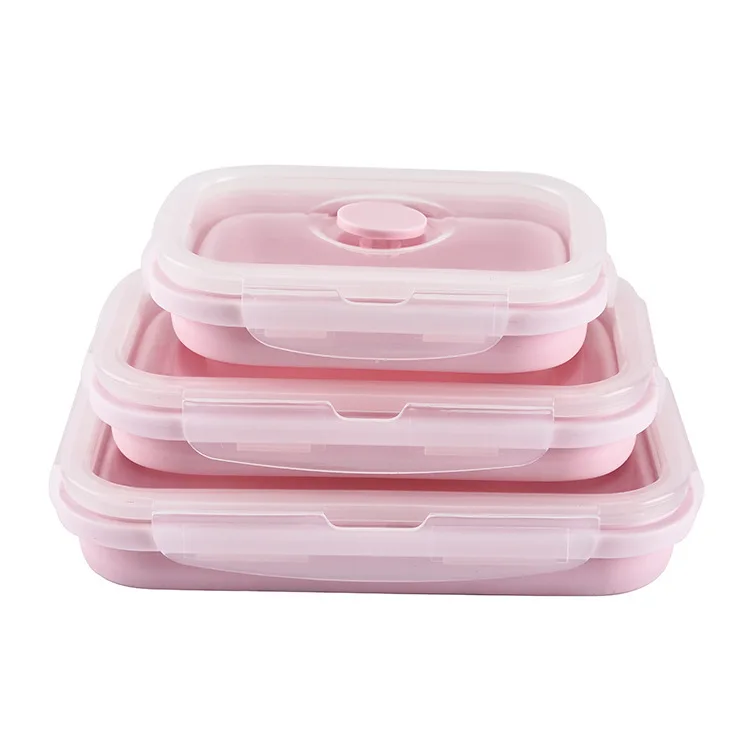Portable Foldable Food Storage Lunch Bento Box Manufacturer Collapsible Storage Containers Set With Plastic Lid