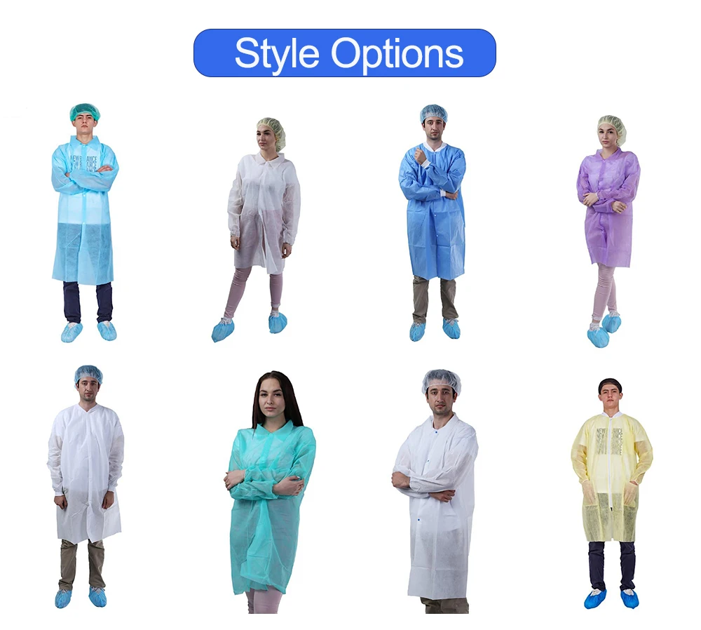 Factory OEM 20-50gsm protective nonwoven safety protective doctor use disposable lab coat for laboratory