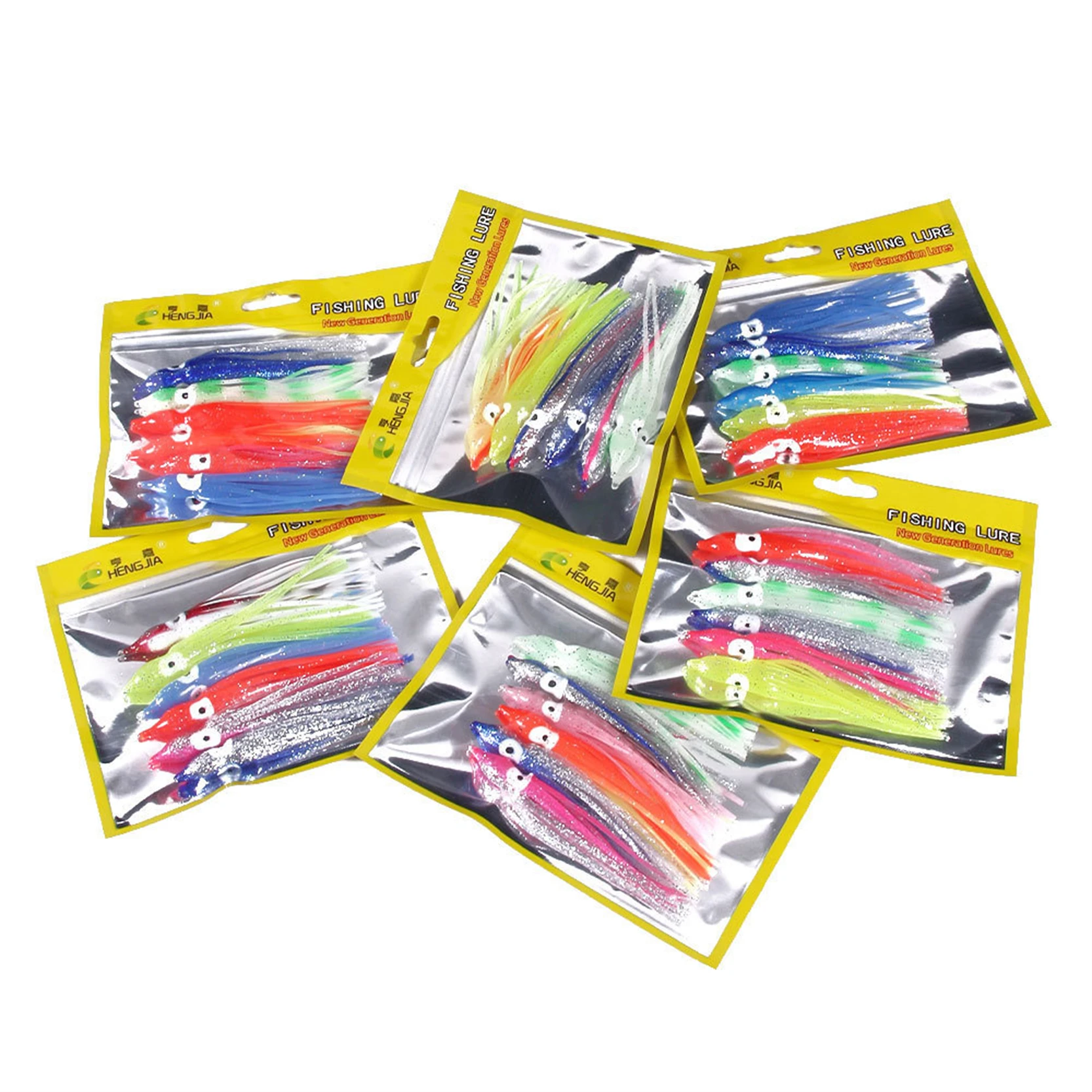 Big Sizes Octopus 6 Pcs Fishing Lure Skirts 12cm Soft Squid Bait Fishing Lure 6 Pcs/ Pack