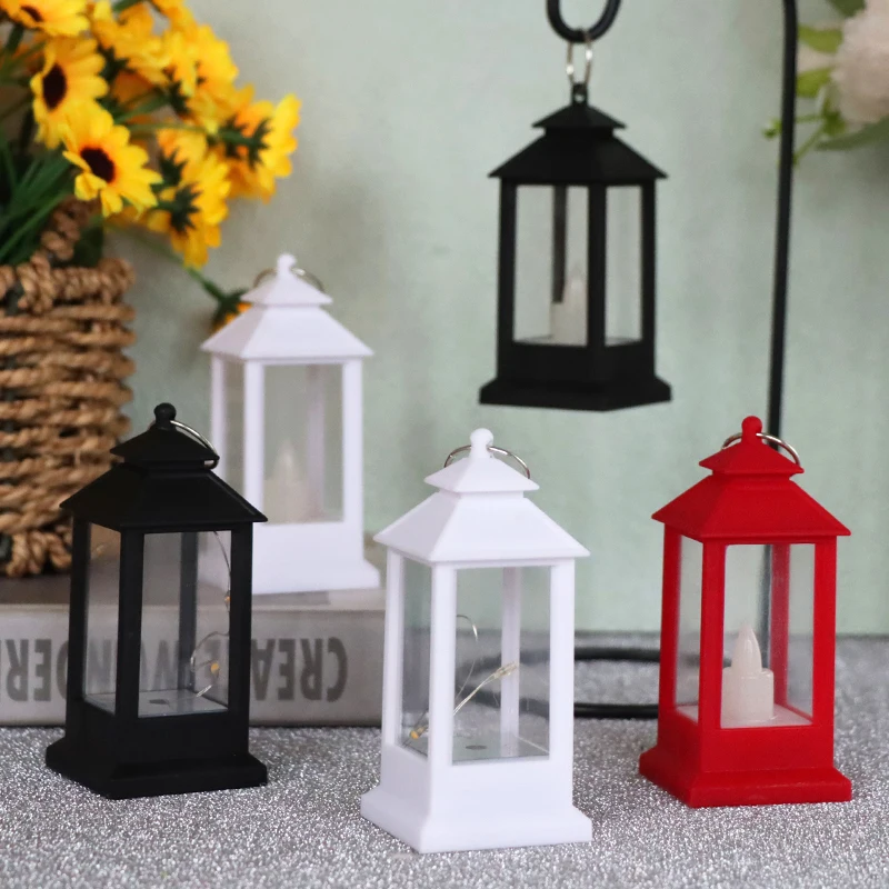 Christmas Mini Lantern with Flickering LED Candles for Indoor Outdoor Wedding Halloween Party Table Centerpiece